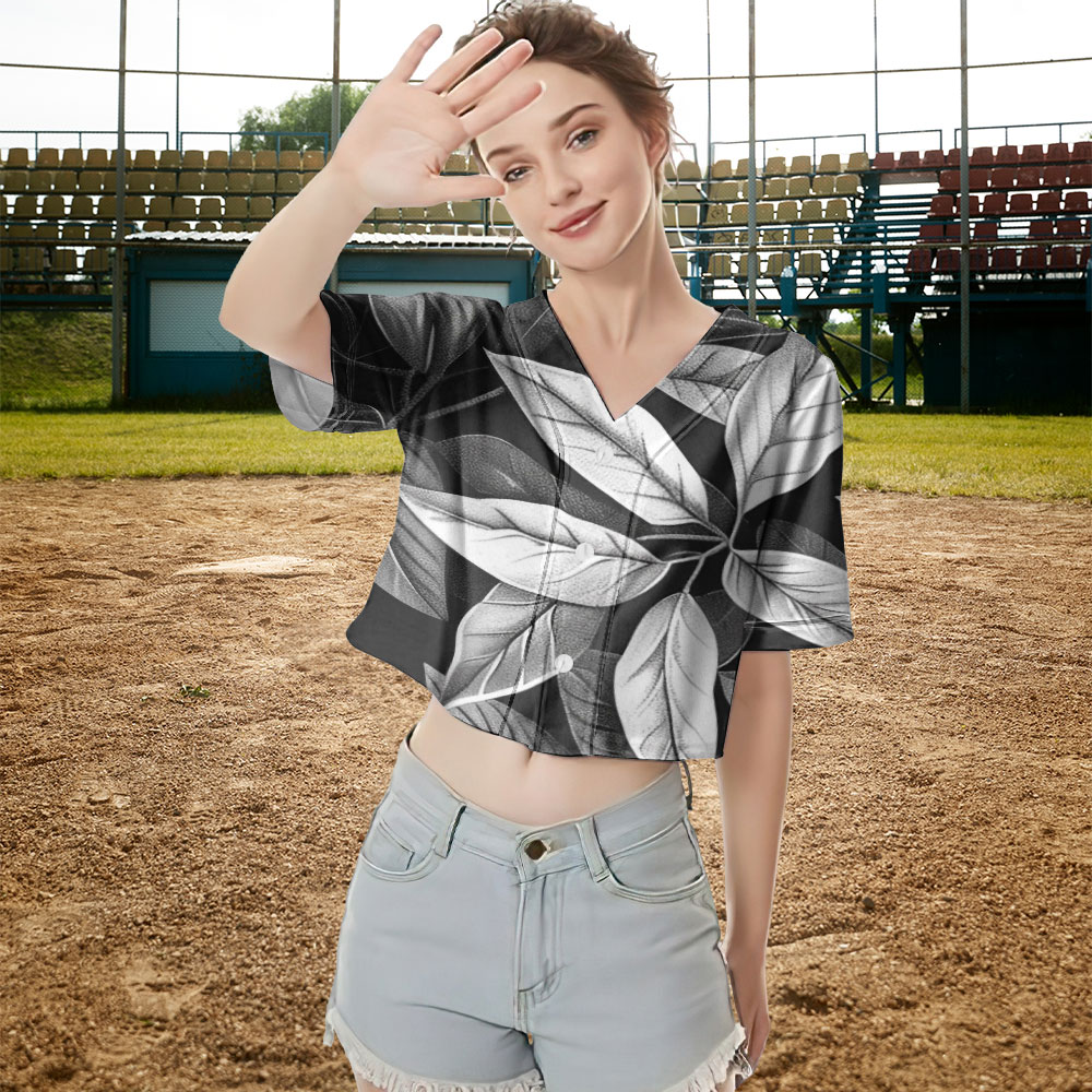 Vintage Leaf Crop Top Baseball Jersey